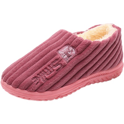 冬季棉拖鞋包跟女士加绒加厚保暖厚底简约舒适学生情侣居家毛毛鞋