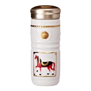 【开门红】乾唐轩活瓷皇家骏马随手杯便携带盖茶杯陶瓷水杯