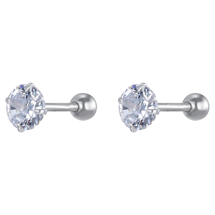 S999纯银耳钉女养耳洞耳骨钉男款睡觉免摘耳蜗钉耳环耳棒秋冬耳饰