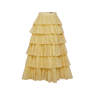 TRACYCHU日本小千谷缩半裙重工多层千金清冷感贵系时尚感秋季新款