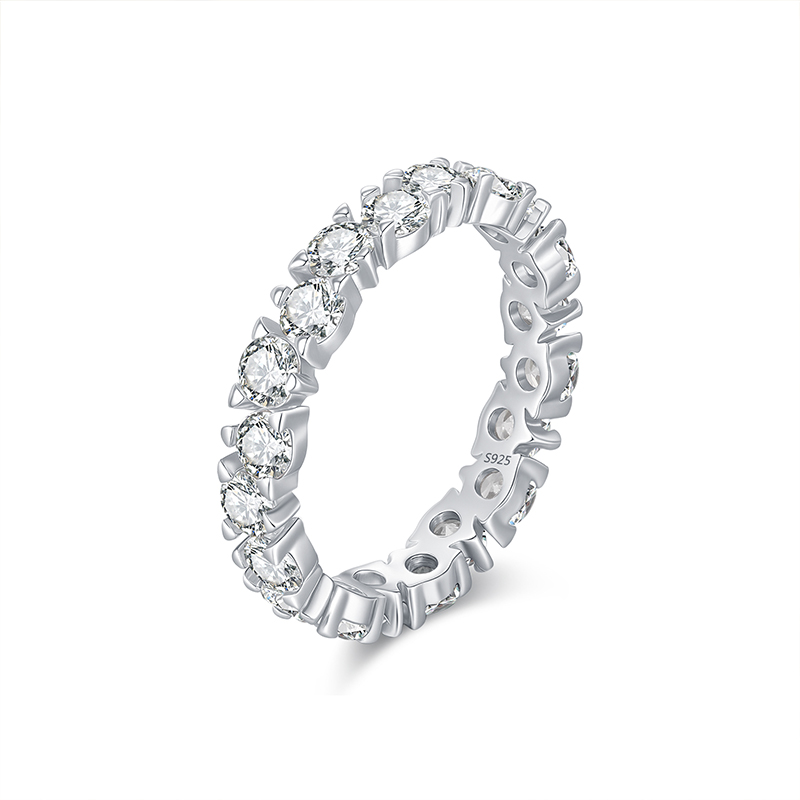 MODIAN摩典S925纯银轻奢超闪满钻戒指女小众设计百搭叠戴排钻指环