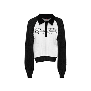 DETW 25AW*复古黑白撞色基础印花针织毛衣设计高级感POLO衫男女