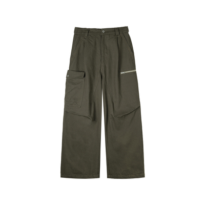 多口袋洗水工装直筒休闲长裤