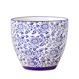 新中式家用客厅陶瓷花盆摆件中国风青花瓷发财树兰花专用三角梅盆