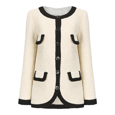 IFBYLAND一字肩黑白小香外套