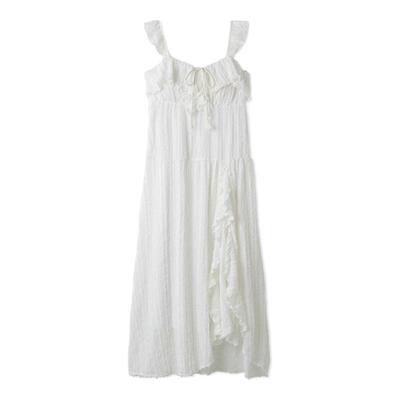 SNIDEL HOME春夏款甜美系带纯色荷叶边吊带睡裙SHCO251076
