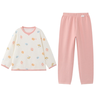 全棉时代25年秋季新款儿童华夫格家居服男女孩宝宝纯棉睡衣裤套装