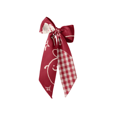 奥松原创躺苹小狗发带长条丝巾红色绑包高级感薄款缠包长飘带定制