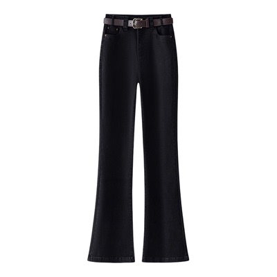 微喇裤九分长裤加绒2024冬季新款