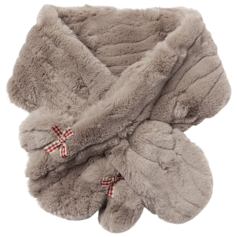 热风2025年新款女士可爱毛毛围巾