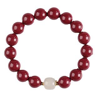 马年本命年手链男士朱砂手串正品女款转运珠和田玉手串护身符手饰