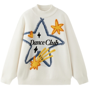 [VIP]MQD童装儿童毛衣2025冬季新款男女同款加厚保暖半高领涂鸦针