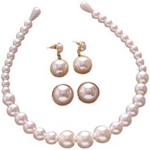 珍珠耳钉耳针防过敏复古赫本风新娘耳环耳坠珍珠发箍盘发饰品高级