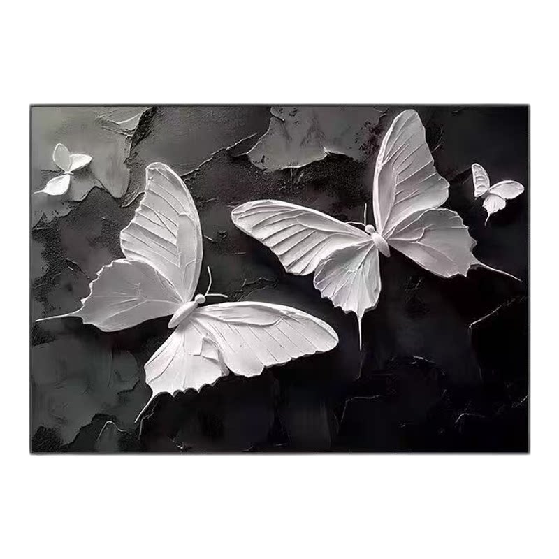 蝴蝶电表箱装饰画现代北欧黑白灰