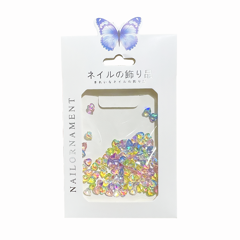 美甲冰透色极光方糖爱心指甲饰品