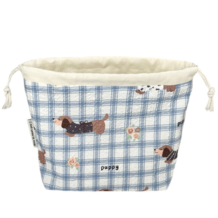 中号 可爱小狗抽绳化妆包女生日常束口收纳袋大容量包包内胆袋