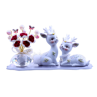 一路平安鹿车内饰品摆件高级感汽车中控台香薰可爱女士装饰品新款