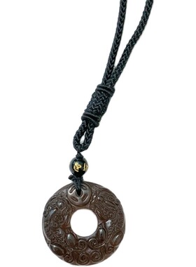 超级酷的冰种黑曜石送貔貅编绳