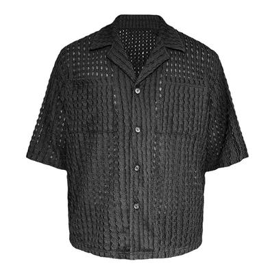 JCAESAR褛空网格肌理短衬衫透气