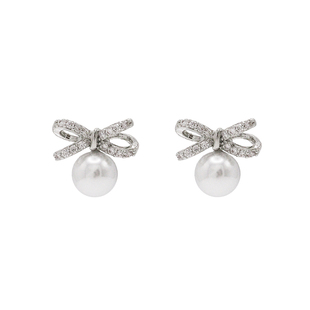 「心事」明星同款蝴蝶结珍珠耳饰蚊香盘耳夹无耳洞女耳环银耳钉