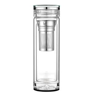 双层水晶玻璃杯商务礼品杯男高档透明泡茶水杯子定制刻字印字logo