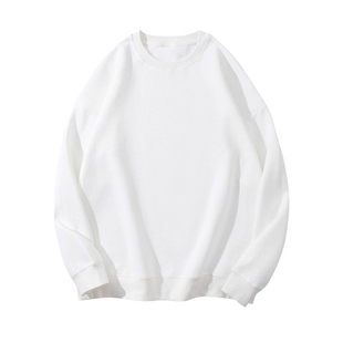 纯白色薄款卫衣女新款2025爆款加绒时尚洋气宽松慵懒风中长款上衣