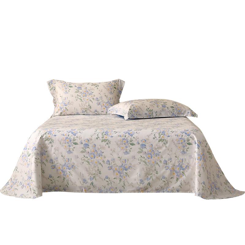 水星家纺60支长绒棉贡缎床单单件裸睡抑菌被单印花床品2025新品