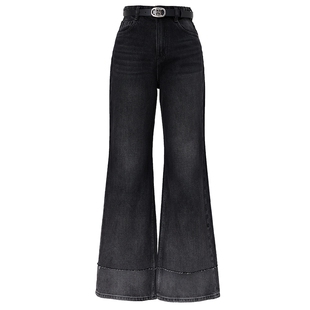 商场同款FF||仿佛牛仔裤女薄款宽松直筒高腰阔腿长裤