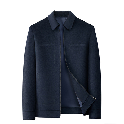 纯羊毛呢子短款翻领夹克