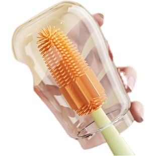 胡萝卜奶瓶刷多功能杯口三合一长柄清洁神器洗保温杯子盖硅胶专用