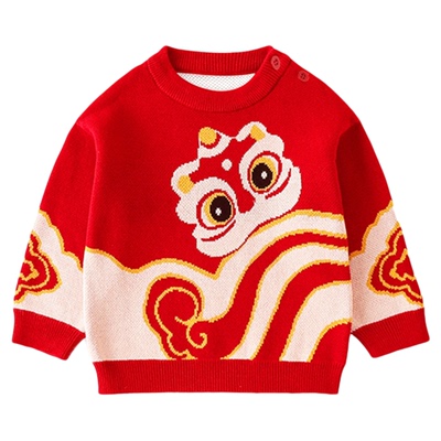 贝肽斯儿童红色男宝宝针织衫毛衣
