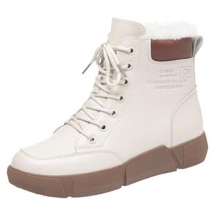 冬季棉鞋女真皮短靴防滑马丁靴女款加绒加厚皮毛一体羊毛雪地靴女