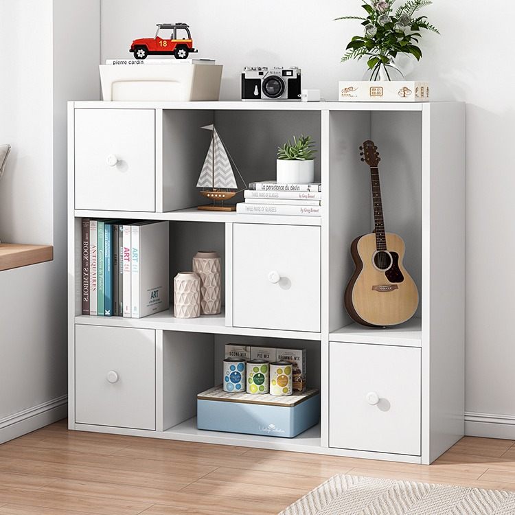 飘窗柜储物柜白色简易书架简约落地书柜收纳柜阳台家用多层小柜子