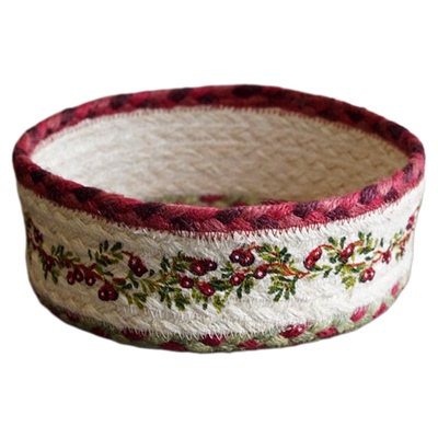 馨点家手工编织桌面圆形收纳框