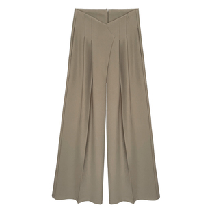 高腰阔腿裤女秋宽松显瘦大裤腿花苞裤垂感休闲通勤拖地西装长裤子