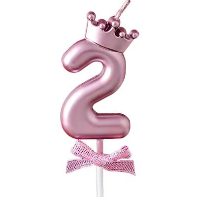 粉色金色少女心皇冠数字蜡烛