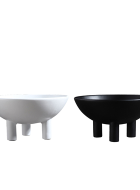 轻奢风极简黑白色树脂高脚摆件