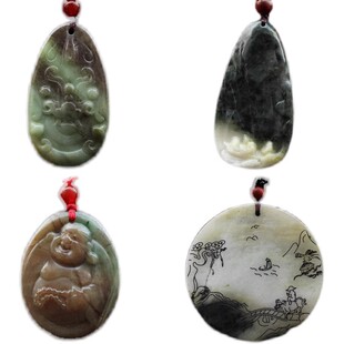 【瑕疵清仓】天然独山玉吊坠玉牌子观音佛公龙项坠玛瑙玉挂件男女