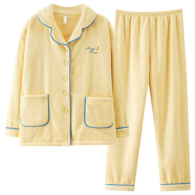 芬腾可安珊瑚绒睡衣女秋冬季加厚