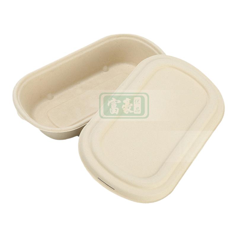 一次性麦秸秆纸浆打包盒沙拉盒环保可降解饭盒外卖餐盒分格便当盒