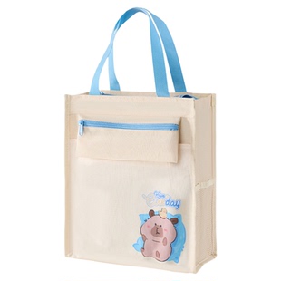 得力补习袋手提袋拎书袋大容量小学生用男孩女童书包文件袋帆布初中生补习班作业试卷袋收纳袋儿童学习补课包