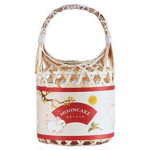 2025新年创意流心鲜肉月饼蛋黄酥礼盒包装盒送人竹篮礼品盒定制空