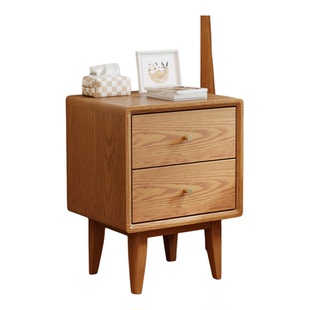 阑珊阁实木床头柜双抽卧室床边柜简约原木床边收纳柜小型储物柜