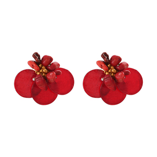 法式复古贝壳花朵耳环秋冬氛围感高颜值贵气耳钉名牌时装宴会耳饰