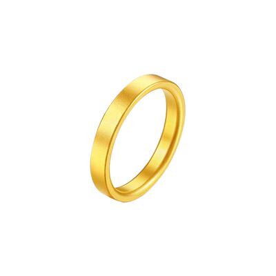 周大生黄金戒指光面足金素圈情侣对戒手指饰送男女友节日生日礼物