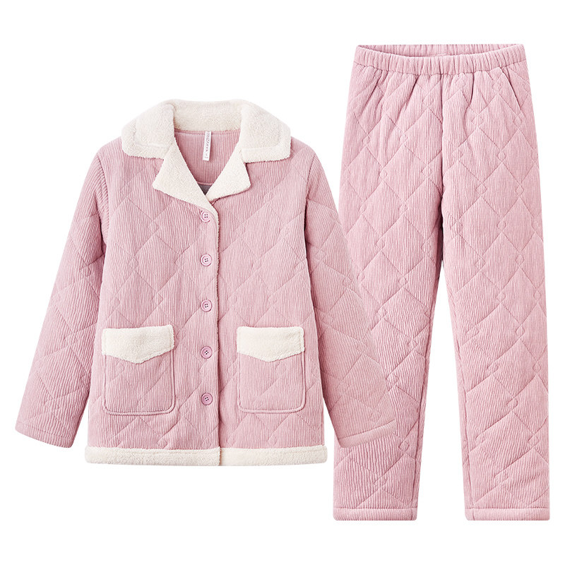 睡衣女三层加厚保暖冬棉袄家居服
