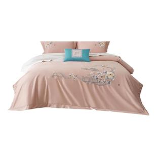 轻奢50支澳棉刺绣四件套高支高密全棉简约绣花纯棉新中式床品南通