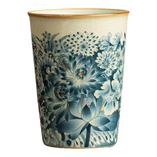 汝窑万花可乐杯开片可养陶瓷主人杯个人杯茶杯复古家用功夫茶具