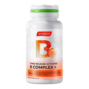 BYHEALTH积雪草缓释修红vb高活性复合维生素B族b12生物素熬夜去火