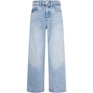 TommyJeans春夏女装细腰带排扣美式潮流复古浅色宽松阔腿牛仔裤